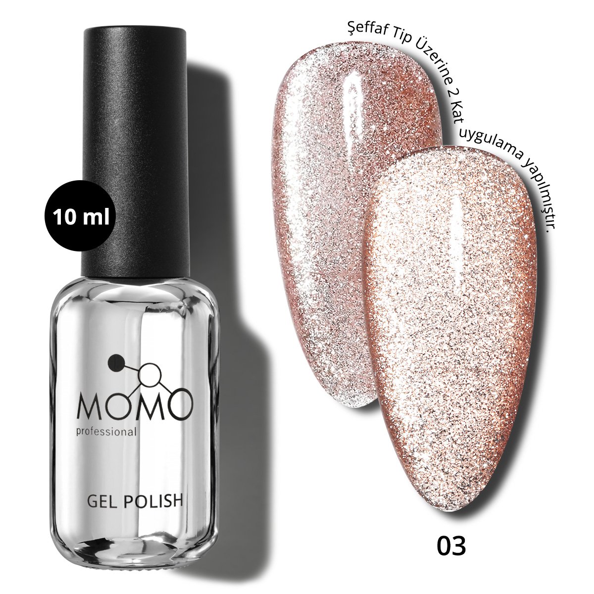 FlashCatEye-Kare-03-01 Momo Professional Kalıcı Oje FlashCatEye-Kare-03 - 10 ml - Görsel 1